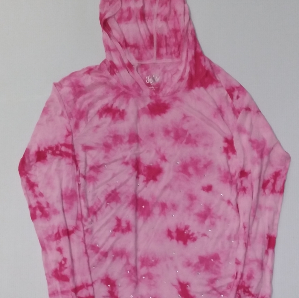 Justice Tie Die Hooded Tee NWOT